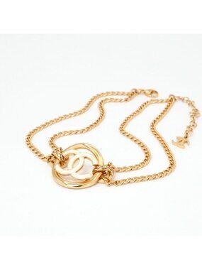 Chanel Choker Gold White Coco Mark Circle